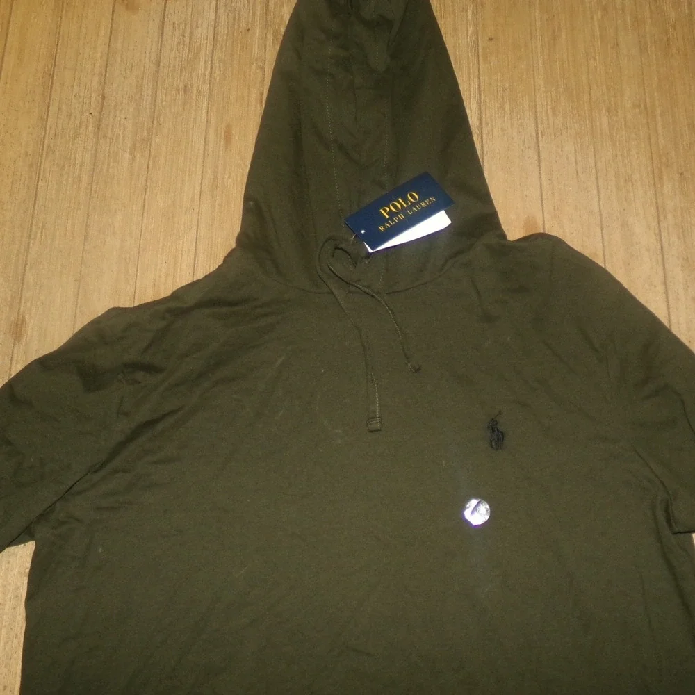 Polo Ralph Lauren Mens SZ MED Hooded T-Shirt Dark DEEP Green Logo